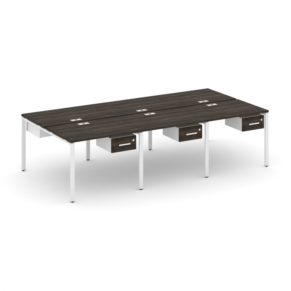 Concept Рабочая станция двухсторонняя с подвес. тумбами на 6 мест CN.DRS-149 W Дуб Мали/Белый Брилли