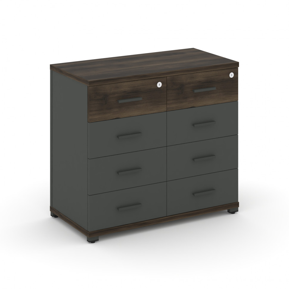 Concept Тумба приставная широкая 8 ящ. CN.TSP-013 A Дуб Мали/Антрацит/Металл Антрацит 836*420*750