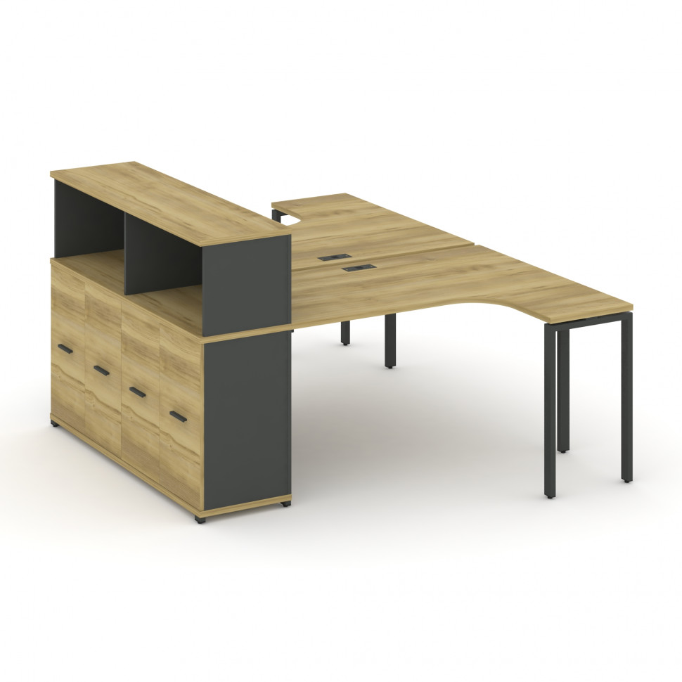 Concept Рабочая станция с опорным распаш. шкафом с надставкой низ. CN.DSA-213 A Дуб Винченцо/Антраци