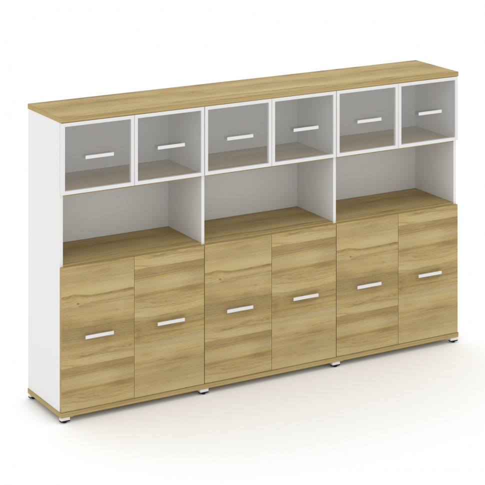 Concept Шкаф 3 широкие секции, 4 ниши CN.STS-435 RPW W Дуб Винченцо/Белый Бриллиант/Металл Белый/Про Concept Шкаф 3 широкие секции, 4 ниши CN.STS-435 RPW W Дуб Винченцо/Белый Бриллиант/Металл Белый/Про