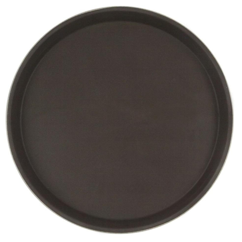 Поднос прорезин.кругл.16'' 40см корич., кт03