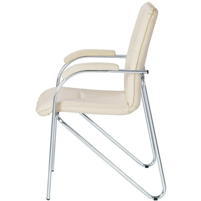 Конференц-кресло 0MX_UA_EChair SAMBA Chrome к/з бежев./к/з (V-18)