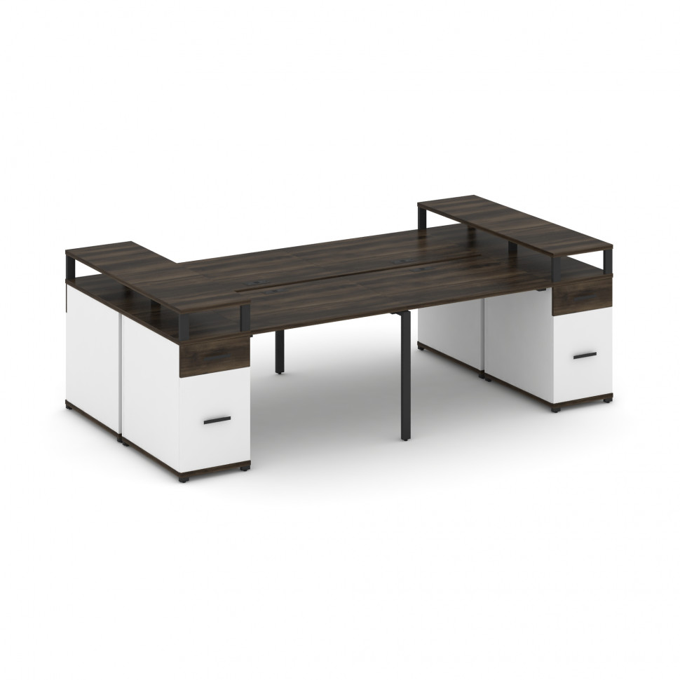 Concept Рабочая станция 4 места 2 опорными тумбами CN.DRS-445 B Дуб Мали/Белый Бриллиант/Металл Черн Concept Рабочая станция 4 места 2 опорными тумбами CN.DRS-445 B Дуб Мали/Белый Бриллиант/Металл Черн