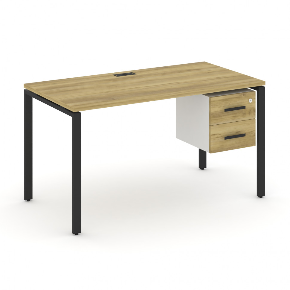 Concept Стол рабочий с подвесной тумбой с 2 ящ. CN.SP-115 B Дуб Винченцо/Белый Бриллиант/Металл Черн