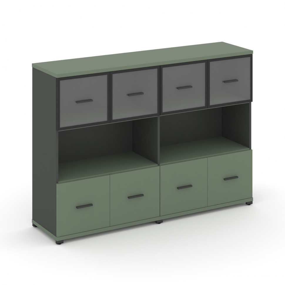 Concept Шкаф 2 широкие секции, 3 ниши CN.STS-325 RPB A Кобо/Антрацит/Металл Антрацит/Прозрачный 1668