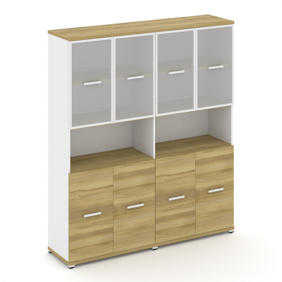 Concept Шкаф 2 широкие секции, 5 ниш CN.STS-523 RMW W Дуб Винченцо/Белый Бриллиант/Металл Белый/Сати Concept Шкаф 2 широкие секции, 5 ниш CN.STS-523 RMW W Дуб Винченцо/Белый Бриллиант/Металл Белый/Сати