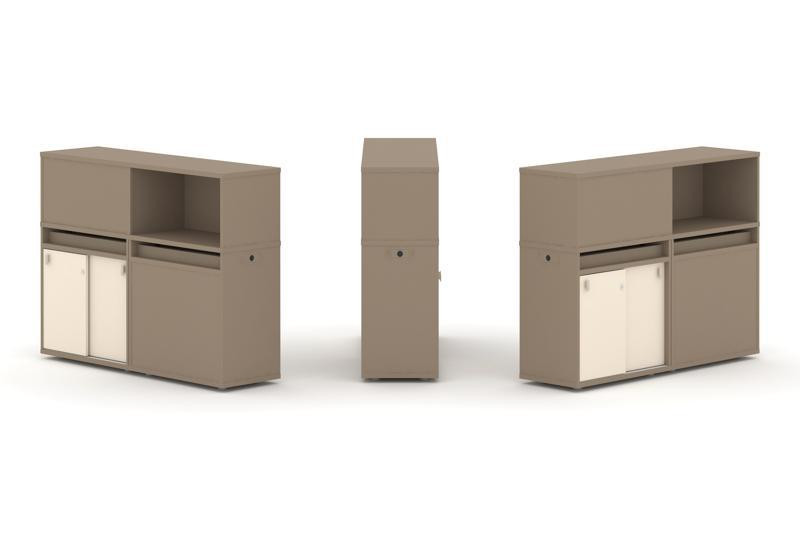 Estetica Набор №19. Тумба двойная+низкая надставка ES.NB.2N-19 Латте/Сатин 1500*410*1135