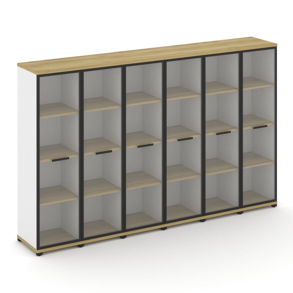 Concept Шкаф 6 узких секций, 4 ниши CN.STU-466 RPB B Дуб Винченцо/Белый Бриллиант/Металл Черный/Проз