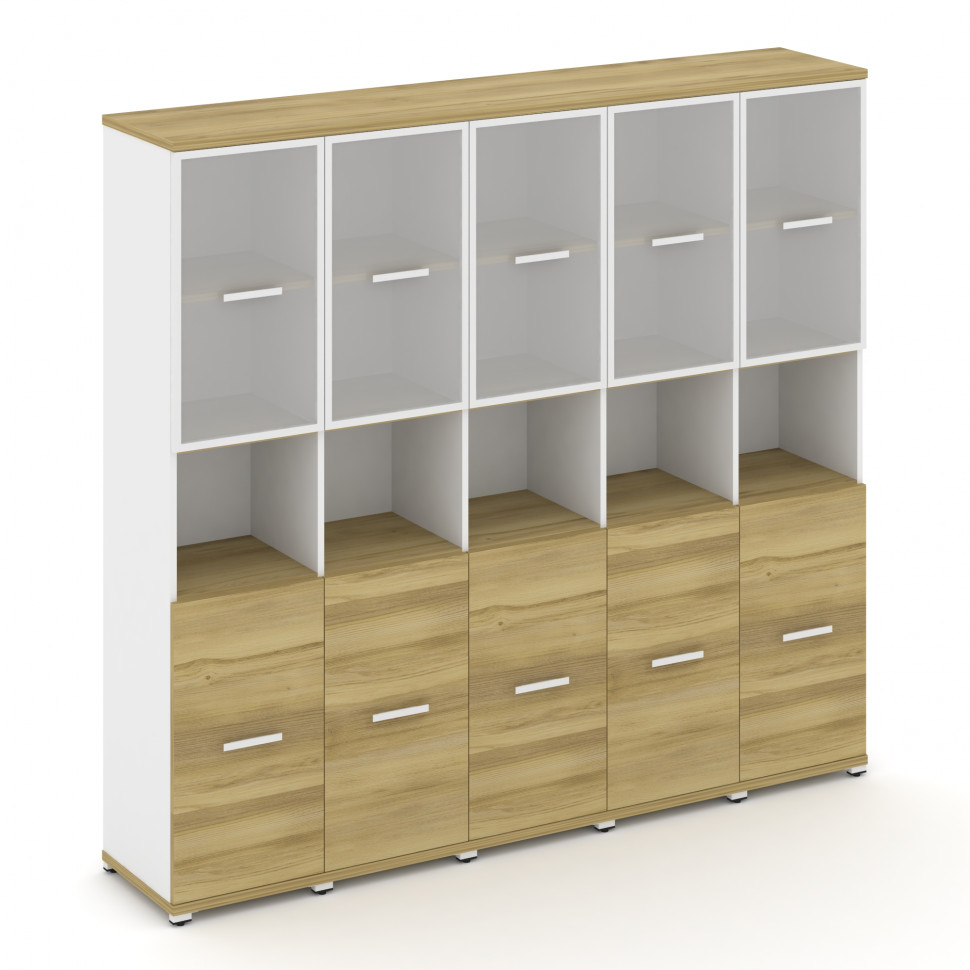 Concept Шкаф 5 узких секций, 5 ниш CN.STU-553 RMW W Дуб Винченцо/Белый Бриллиант/Металл Белый/Сатин