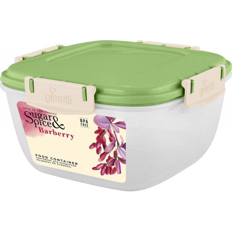 Контейнер для продуктов Sugar&amp;Spice Barberry, 0,7л квадратный фисташка