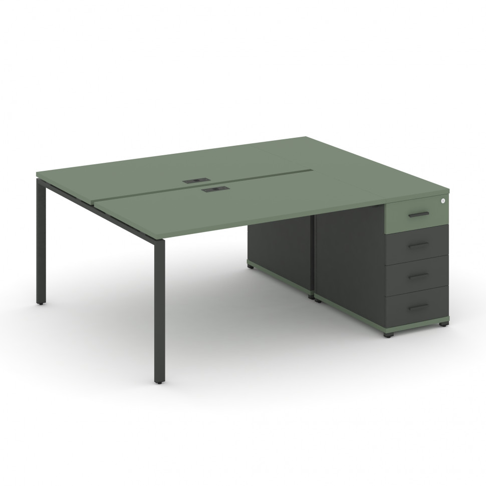 Concept Рабочая станция с 1 опорной тумбой CN.DRS-403 A Кобо/Антрацит/Металл Антрацит 1800*1480*750