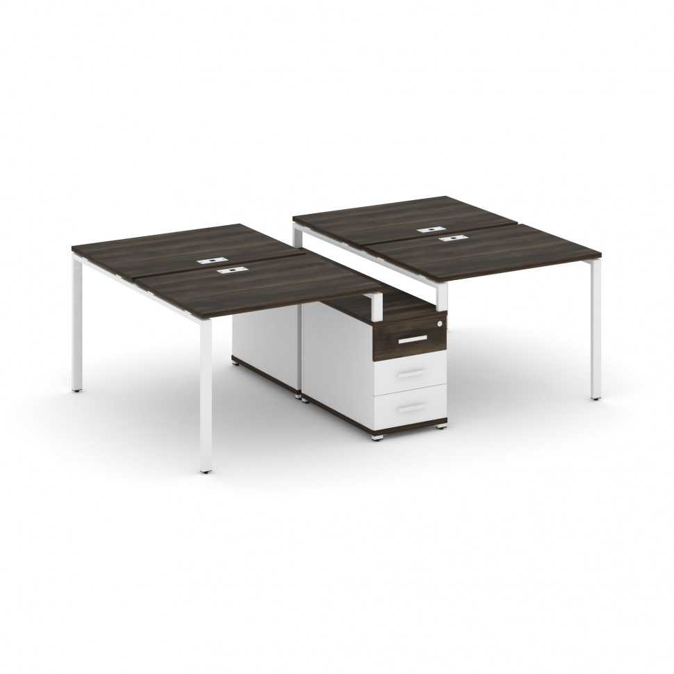 Concept Рабочая станция 4 места с двухсторонней опорной тумбой CN.DRS-309 W Дуб Мали/Белый Бриллиант