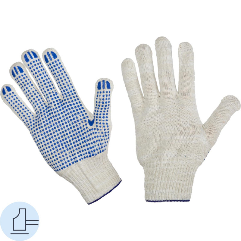 Перчатки защитные трикотажн ПВХ Точка 5нитей 48-50гр 10кл 300пар/уп(белые)