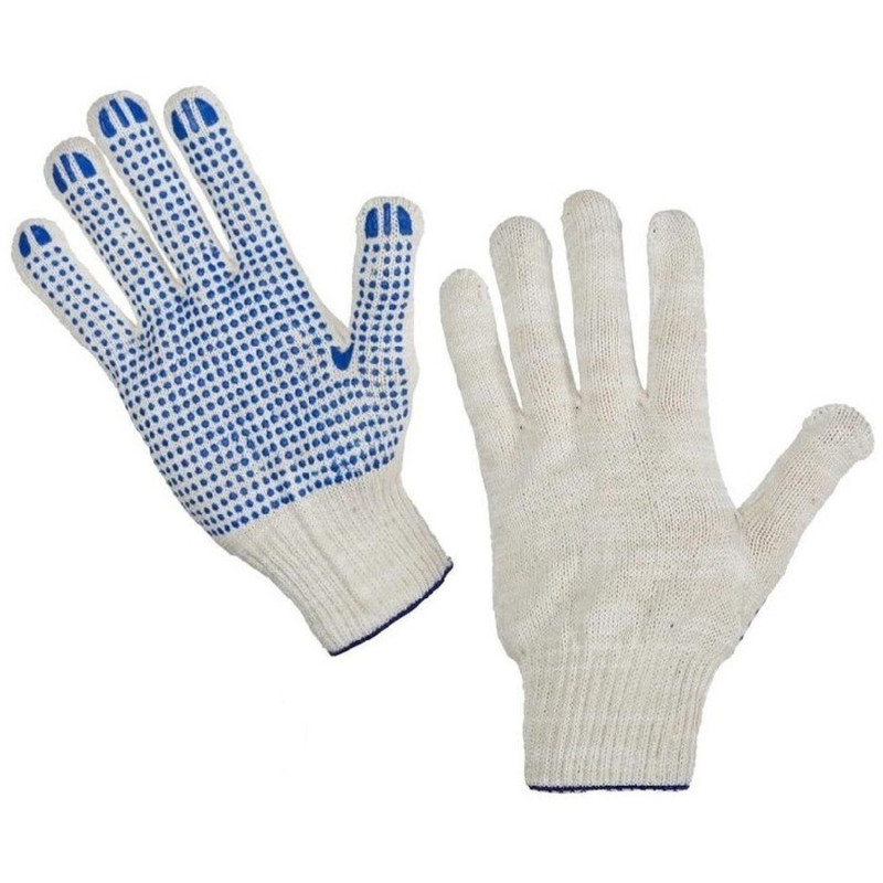 Перчатки защитные трикотажн ПВХ Точка 5нитей 48-50гр 10кл 300пар/уп(белые)