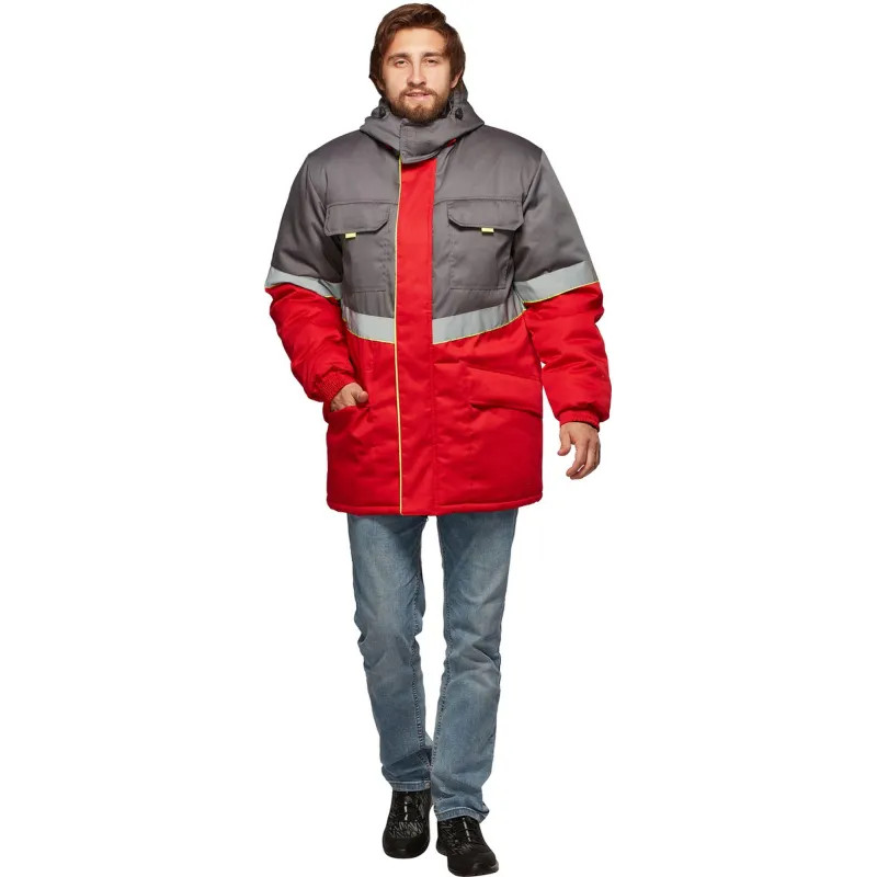 Куртка рабочая зимняя муж з43-КУ крас/сер (р.48-50) 170-176 (серия З)