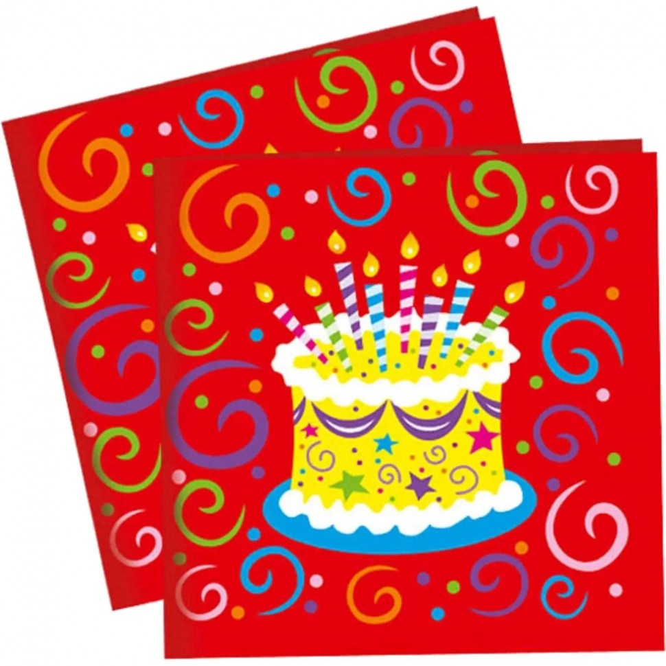 Салфетки бумажные 33см X 33см Торт яркий 12шт/уп 6046316