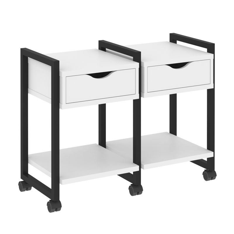 Loft Тумба на колесных опорах VR.L-TN-1.K Белый Бриллиант/Металл Черный 970*460*767