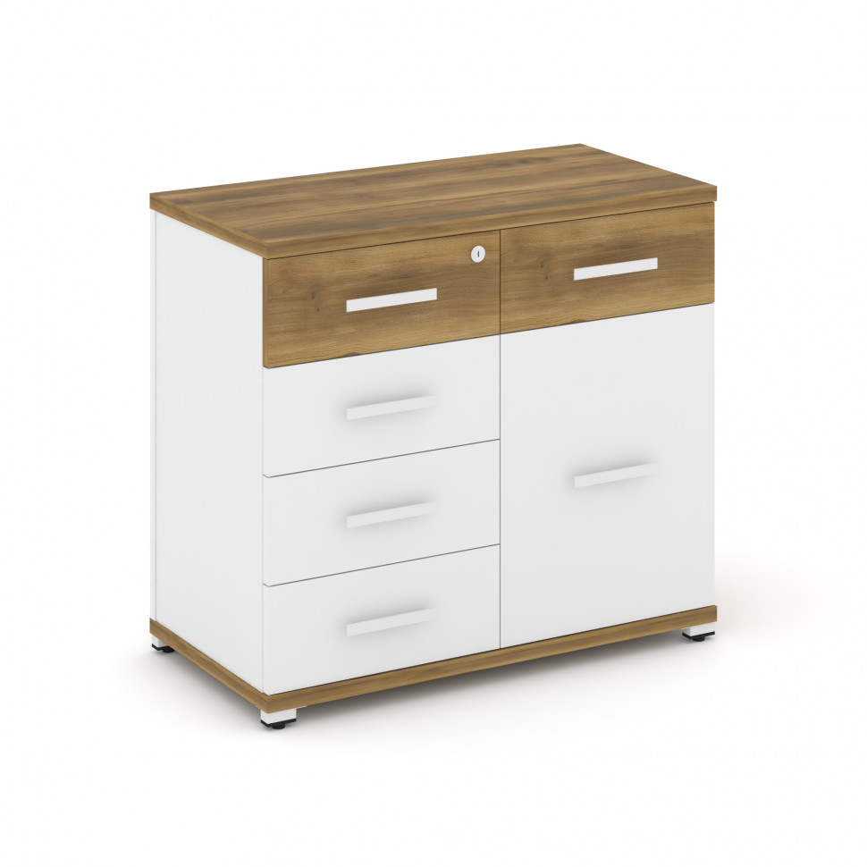 Concept Тумба приставная широкая 5 ящ.+1 распаш. фасад CN.TSP-016 W Сандал Янтарный/Белый Бриллиант/ Concept Тумба приставная широкая 5 ящ.+1 распаш. фасад CN.TSP-016 W Сандал Янтарный/Белый Бриллиант/