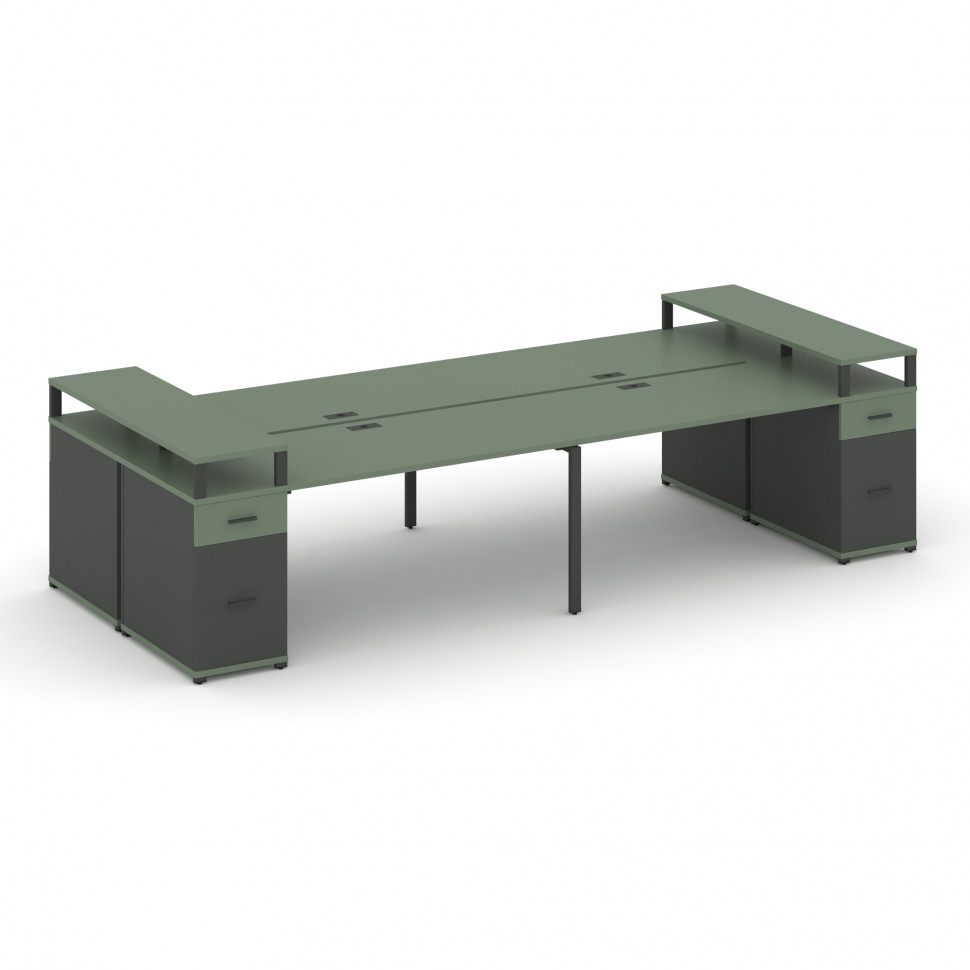 Concept Рабочая станция 4 места с 2 опорными тумбами CN.DRS-448 A Кобо/Антрацит/Металл Антрацит 4000 Concept Рабочая станция 4 места с 2 опорными тумбами CN.DRS-448 A Кобо/Антрацит/Металл Антрацит 4000