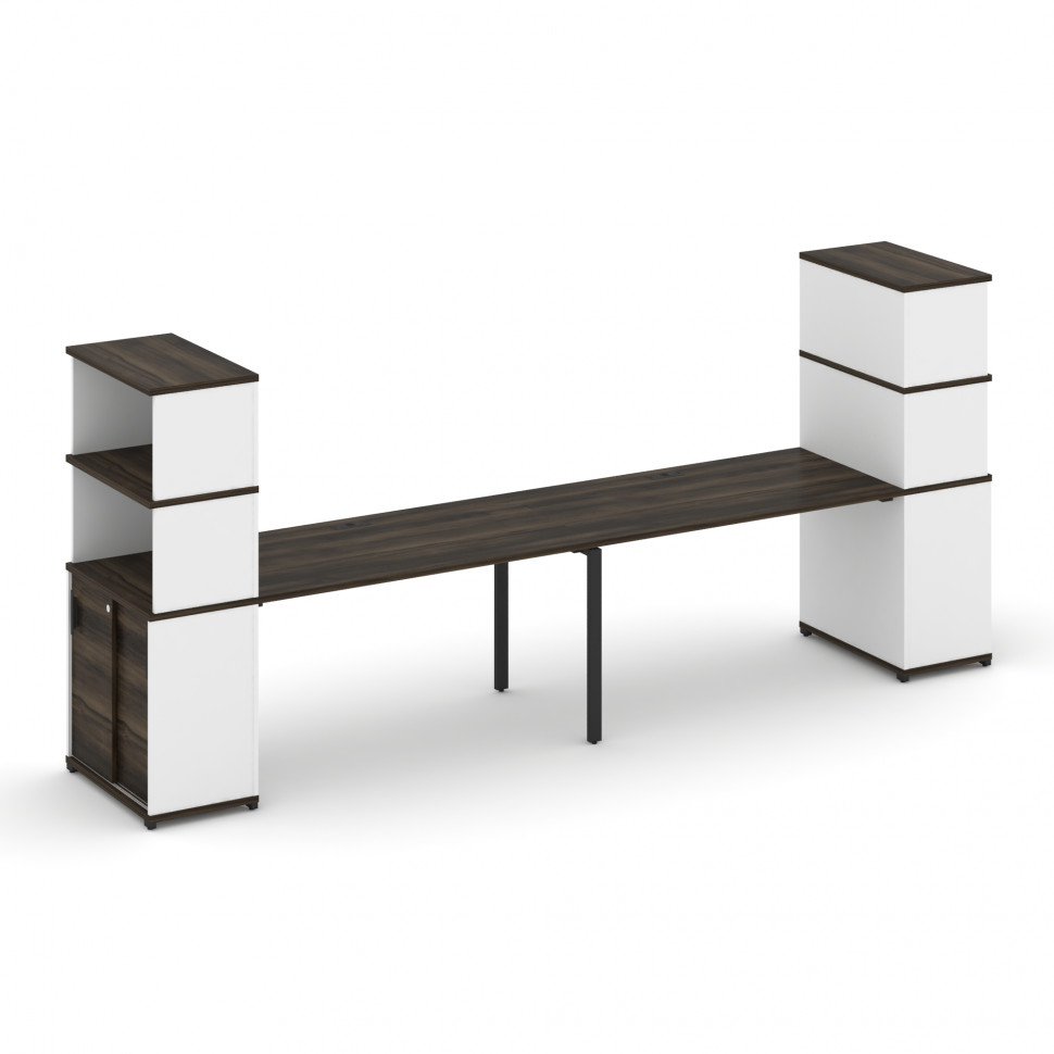 Concept Рабочая станция с опорными шкафом-купе с надставкой выс. CN.ORS-243 B Дуб Мали/Белый Бриллиа