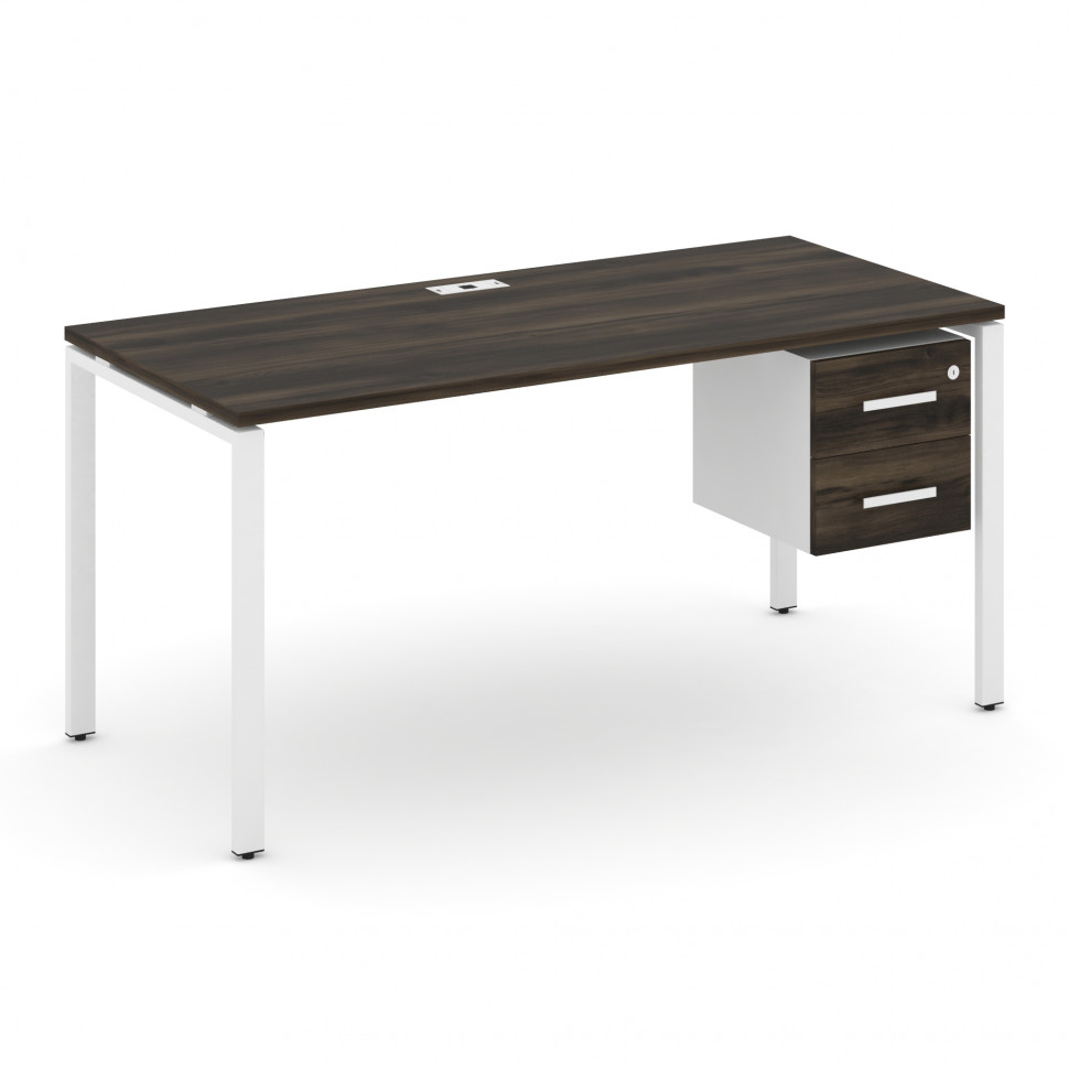 Concept Стол рабочий с подвесной тумбой с 2 ящ. CN.SP-116 W Дуб Мали/Белый Бриллиант/Металл Белый 15