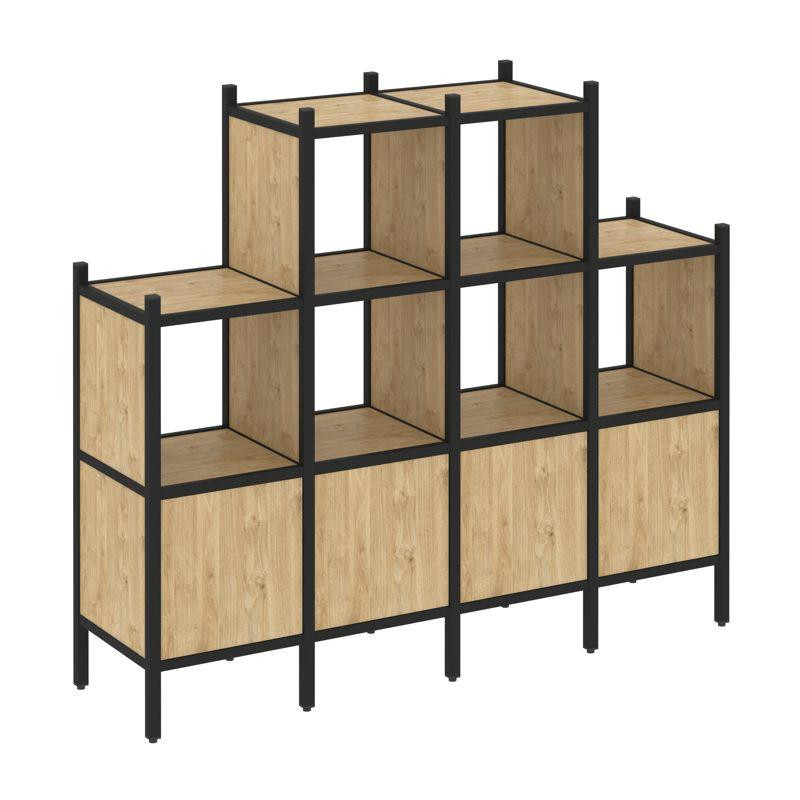 Loft Прямой стеллаж VR.L-16 Тиквуд Светлый/Металл Черный 1694*446*1458