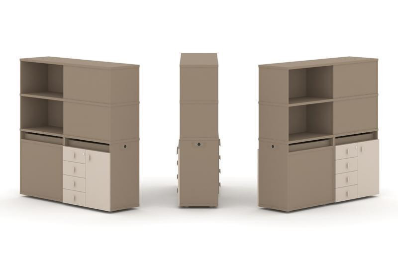 Estetica Набор №19. Тумба двойная+высокая надставка ES.NB.2V-19 Латте/Капучино 1500*410*1520