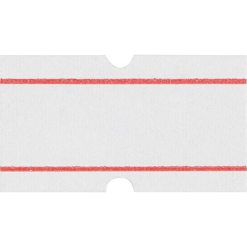 Этикет-лента 21,5х12 прямая белая с красной полосой, 1000шт/рул,10рул/уп