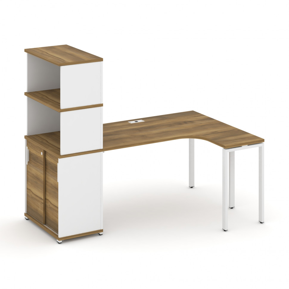 Concept Стол эргономичный с опорным шкафом-купе с надставкой выс.  CN.SA-221(R) W Сандал Янтарный/Бе