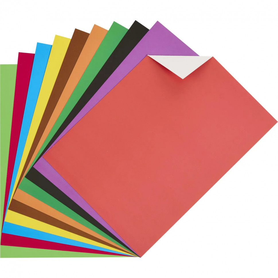 Картон цветной Комус Три богатыря 10л 10цв А4 мелован.папка