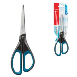 Ножницы MAPED (Франция) "Essentials Soft", 210 мм, прорезиненные ручки, черно-синие, европодвес, 468310, 469210, 468310