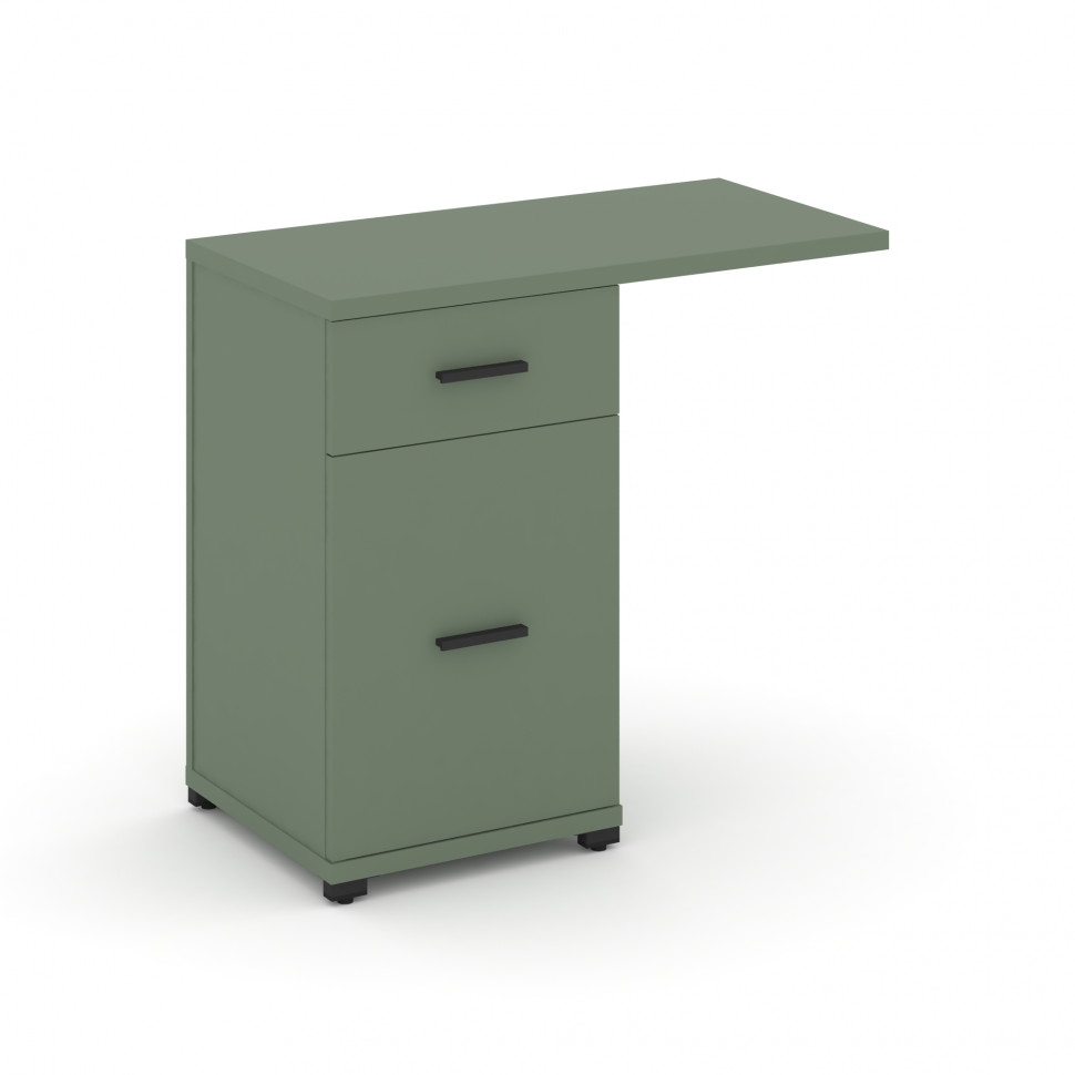 Concept Тумба приставная узкая 1 ящ.+1 распаш. фасад со свесом CN.TUS-003 B Кобо/Металл Черный 836*4