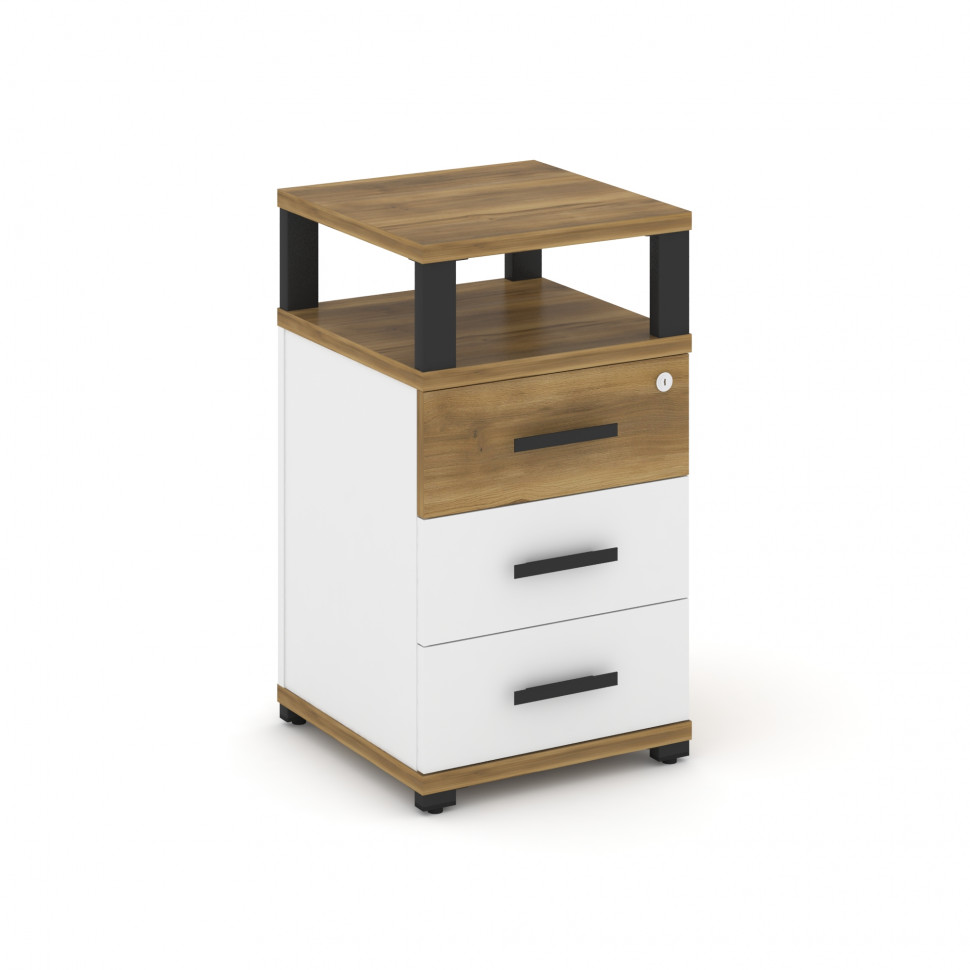 Concept Тумба приставная 3 ящ. с надставкой CN.TUP-003 B Сандал Янтарный/Белый Бриллиант/Металл Черн Concept Тумба приставная 3 ящ. с надставкой CN.TUP-003 B Сандал Янтарный/Белый Бриллиант/Металл Черн