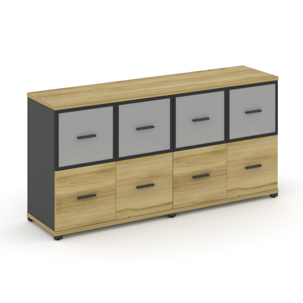 Concept Шкаф 2 широкие секции, 2 нишии CN.STS-222 RMB A Дуб Винченцо/Антрацит/Металл Антрацит/Сатин