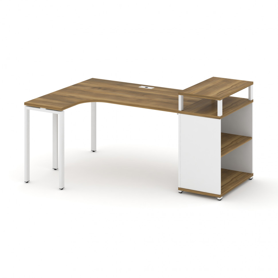 Concept Стол эргономичный с опорным стеллажом с верх. горизонтом CN.SA-203(L) Сандал Янтарный/Белый