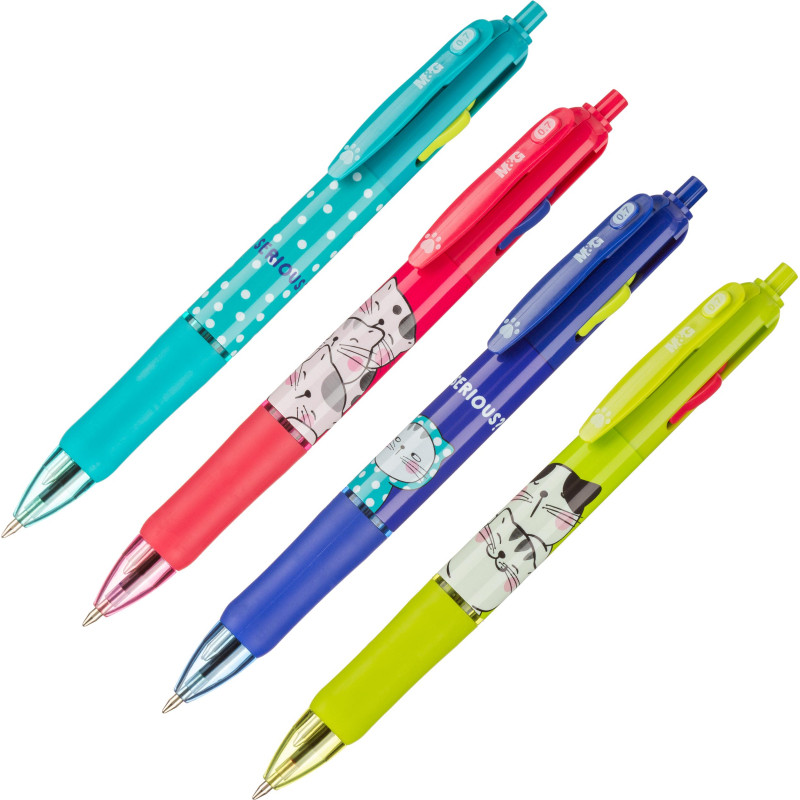 Ручка шариковая автомат. M&amp;G So Many Cats, 4 в 1,0,7мм,масл,асс