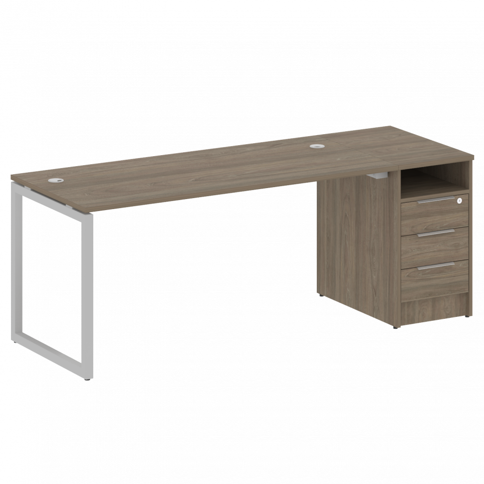 Metal System Quattro Рабочая станция с тумбой на О-образном м/к 40БО.РС-СТП-1.4 Вяз Благородный/Мета