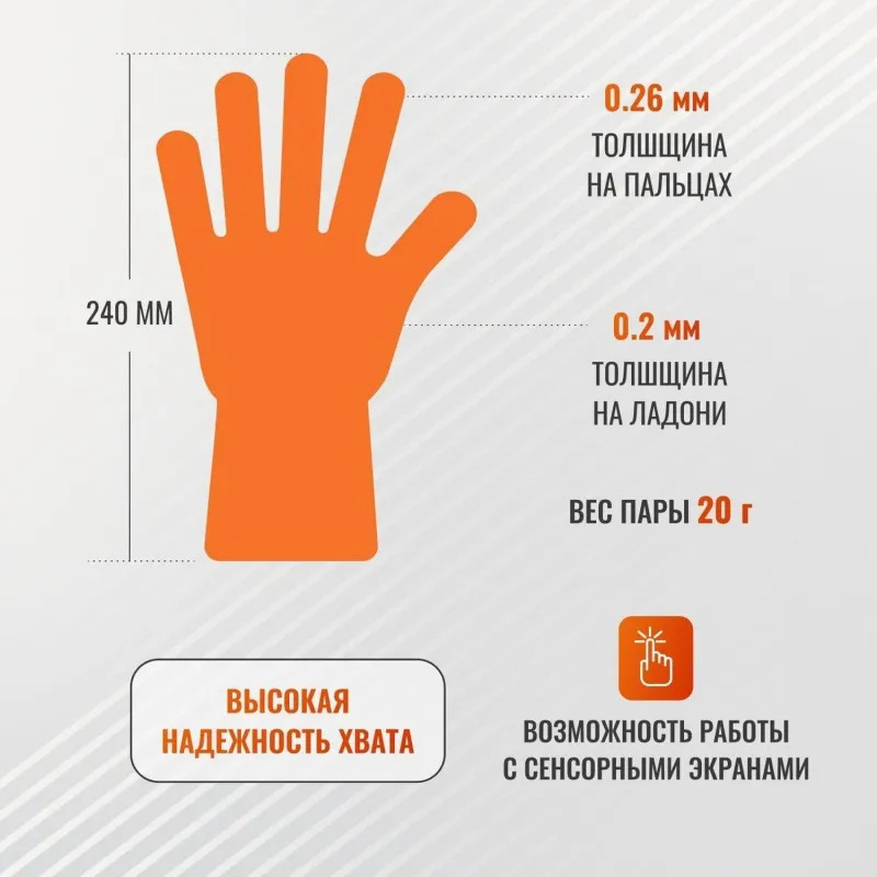 Перчатки одноразовые нитрил GOGRIP ORANGE цв.оранжевый (25пар/уп) рXL,ПС