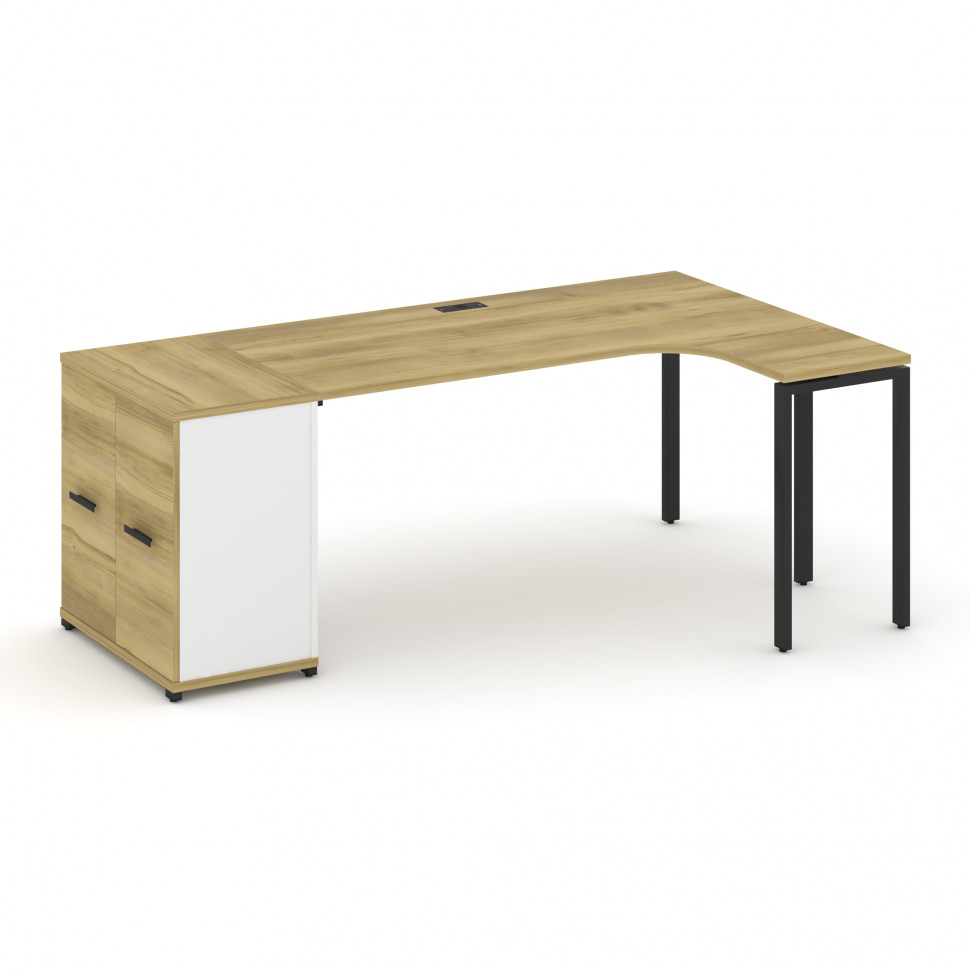 Concept Стол эргономичный с опорным распаш. шкафом CN.SA-210(R) B Дуб Винченцо/Белый Бриллиант/Метал Concept Стол эргономичный с опорным распаш. шкафом CN.SA-210(R) B Дуб Винченцо/Белый Бриллиант/Метал
