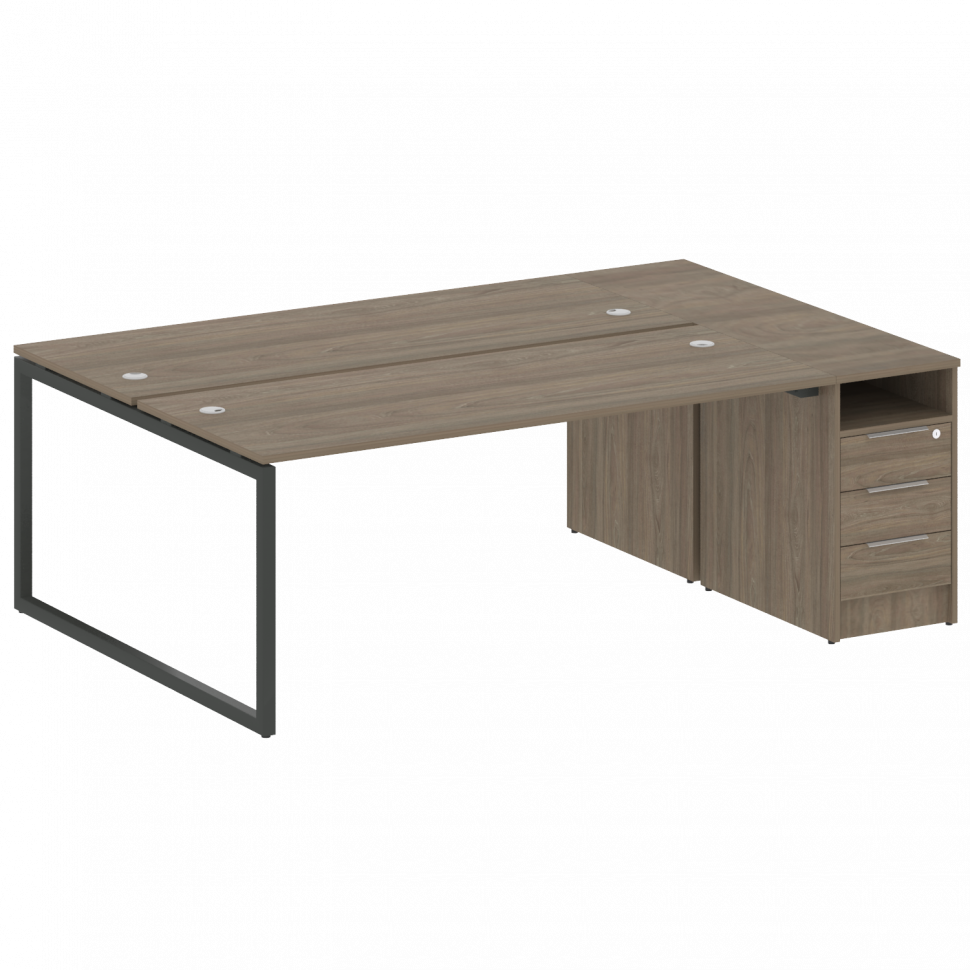 Metal System Quattro Рабочая станция с тумбой на О-образном м/к 40БО.РС-СТП-2.5 Вяз Благородный/Мета Metal System Quattro Рабочая станция с тумбой на О-образном м/к 40БО.РС-СТП-2.5 Вяз Благородный/Мета