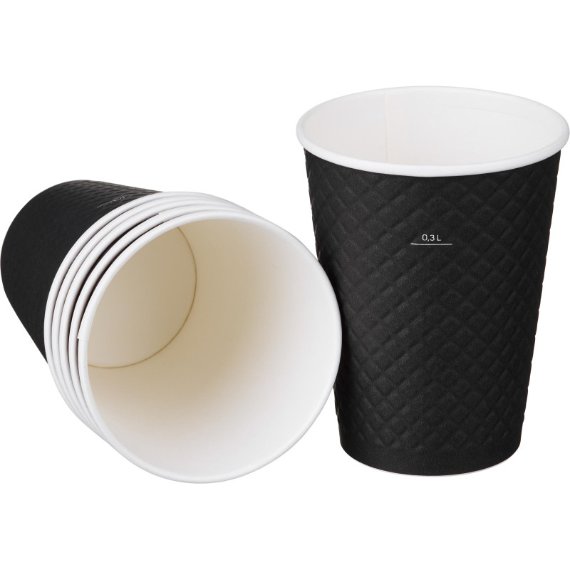 Стакан одноразовый бум двухслойный d-90мм 300мл Waffle Black (25шт/уп)