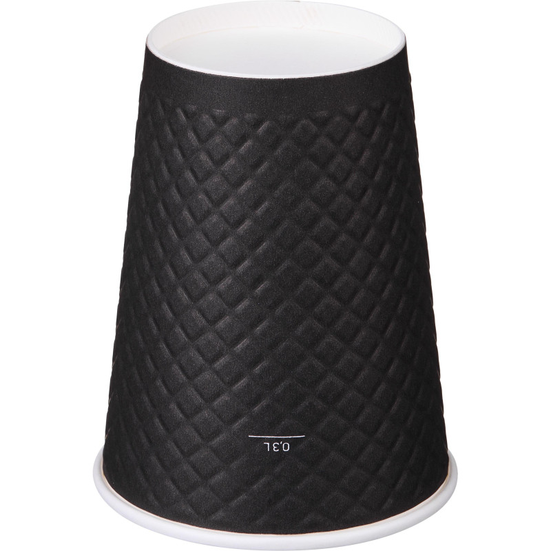 Стакан одноразовый бум двухслойный d-90мм 300мл Waffle Black (25шт/уп)