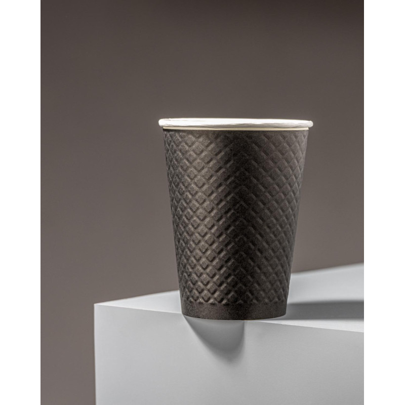 Стакан одноразовый бум двухслойный d-90мм 300мл Waffle Black (25шт/уп)