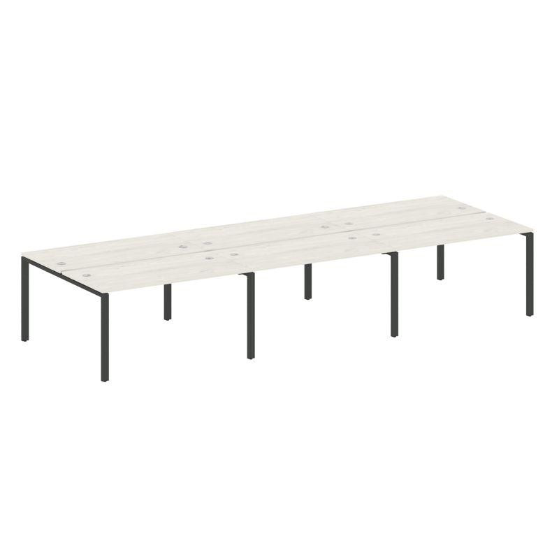 Metal System Рабочая станция на 6 мест на П-образном м/к БП.СМ-6.3 Дуб Наварра/Металл Антрацит 4200*