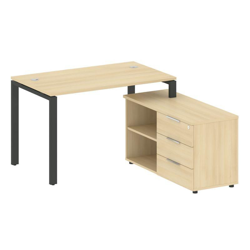 Metal System Рабочая станция с тумбой на П-образном м/к БП.РС-СТС-2.2 (R) Акация Лорка/Металл Антрац