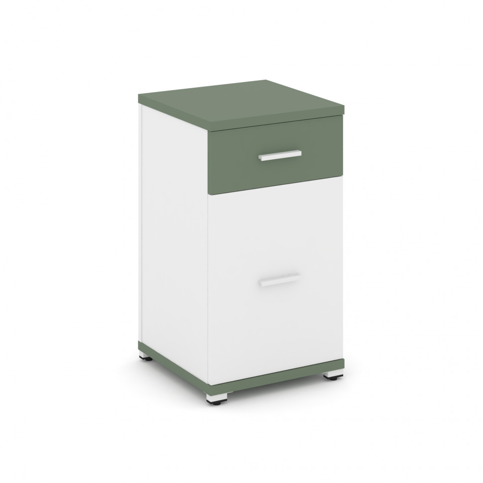 Concept Тумба опорная/приставная 1 ящ.+1 распаш. фасад CN.TUO-005 W Кобо/Белый Бриллиант/Металл Белы