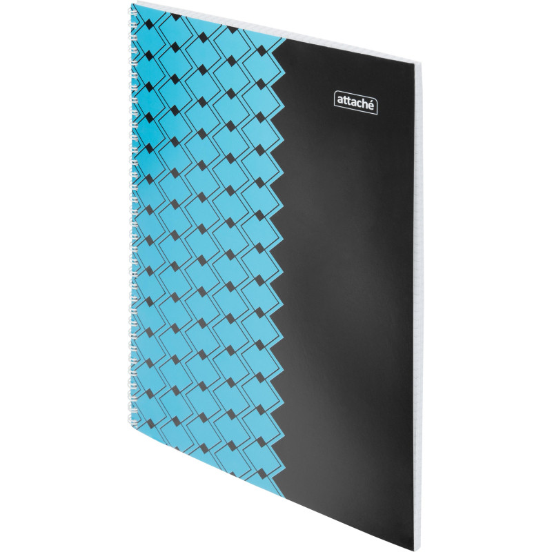 Тетрадь общая А4 60л Attache Персия Голуб/Черн клет, 65г, греб, ВД-лак