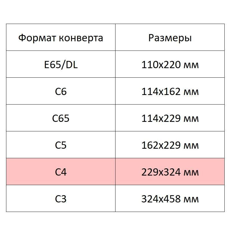Конверт белый С4 стрип 229х324 100г без внут.зап. КОМУС 500шт/ уп