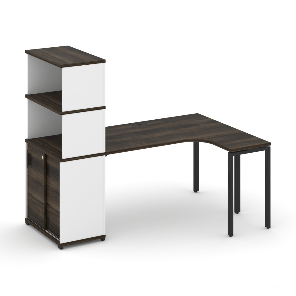 Concept Стол эргономичный с опорным шкафом-купе с надставкой выс. CN.SA-221(R) B Дуб Мали/Белый Бри Concept Стол эргономичный с опорным шкафом-купе с надставкой выс. CN.SA-221(R) B Дуб Мали/Белый Бри