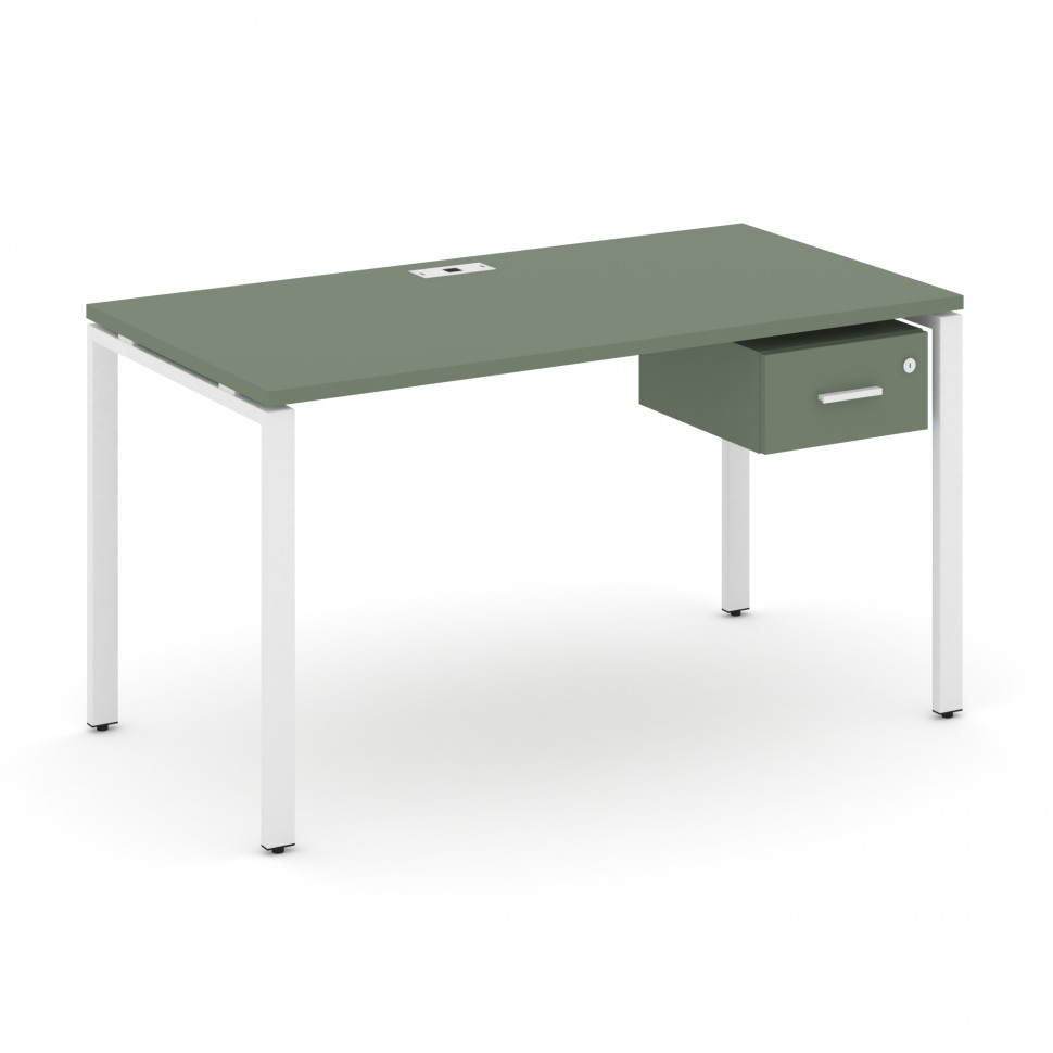 Concept Стол рабочий с подвесной тумбой с одним ящ. CN.SP-112 W Кобо/Металл Белый 1580*720*750